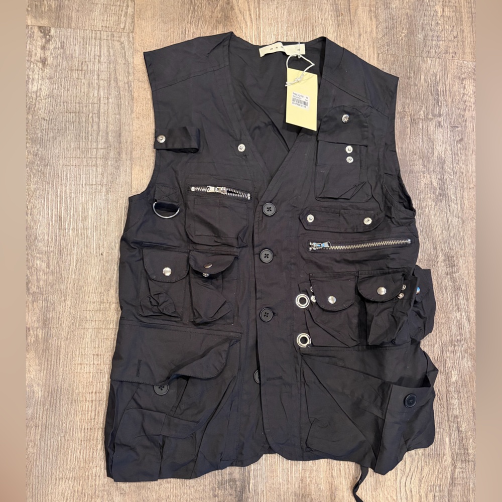 Mnml Cargo Utility Vest Jacket Men's XS Button Front New